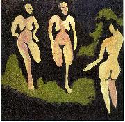 Ernst Ludwig Kirchner Nudes in a meadow oil painting artist